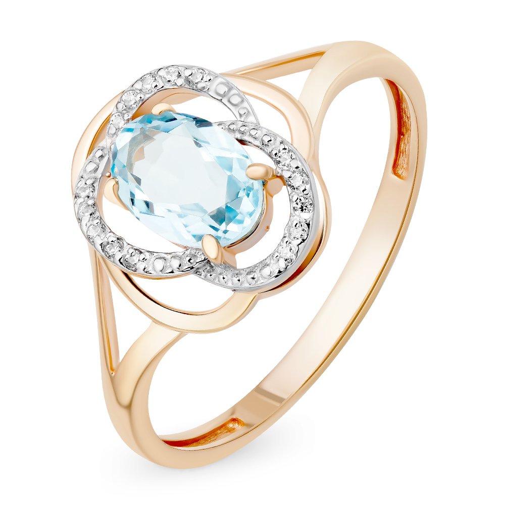 

Кольцо женское из красного золота с топазом, фианитом 585Gold 201011965, р. 17,5, 201011965