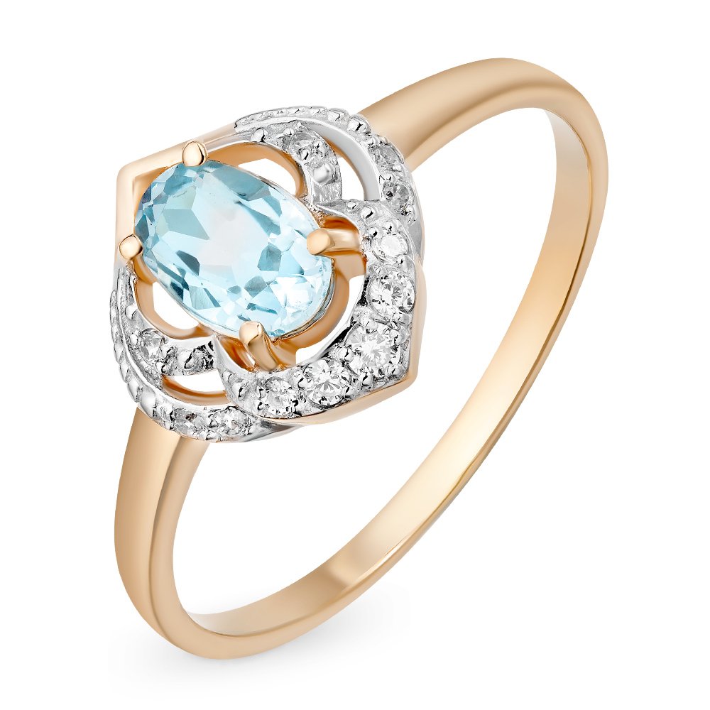 

Кольцо женское из красного золота с топазом, фианитом 585Gold 201011961, р, 201011961