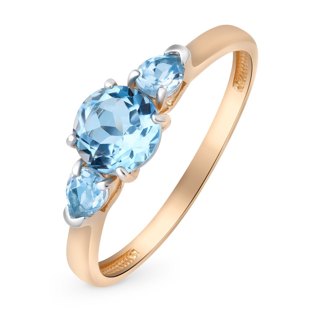 

Кольцо женское из красного золота с топазом, фианитом 585Gold 201011693, р, 201011693