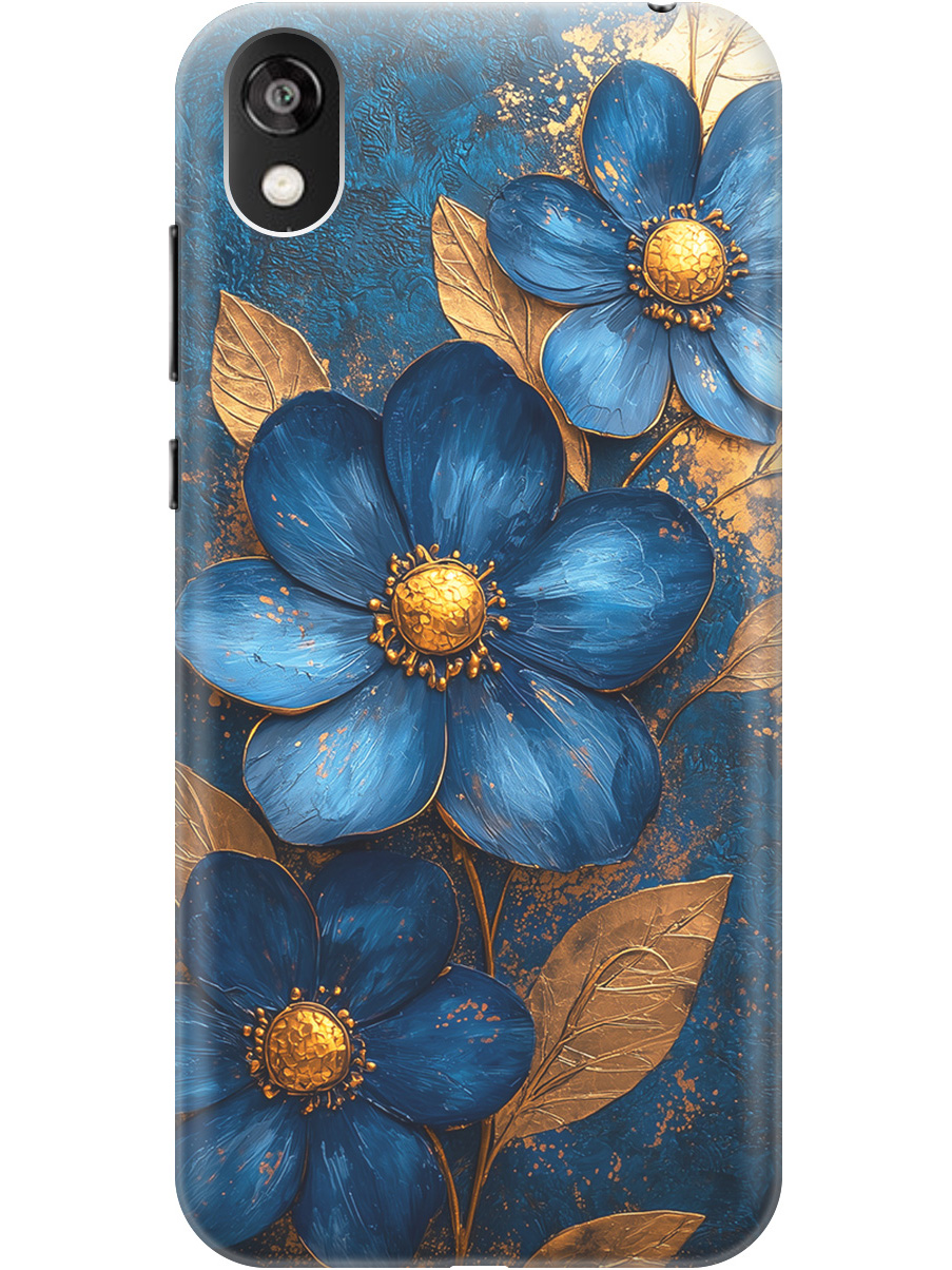 

Силиконовый чехол на Honor 8S / Huawei Y5 (2019) с принтом "Синие цветы, золотые листья", Прозрачный;золотистый;синий, 721008723