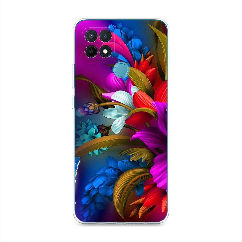 

Чехол для Oppo A15/A15s "Фантастические цветы", Фиолетовый;красный;синий, 254750-2