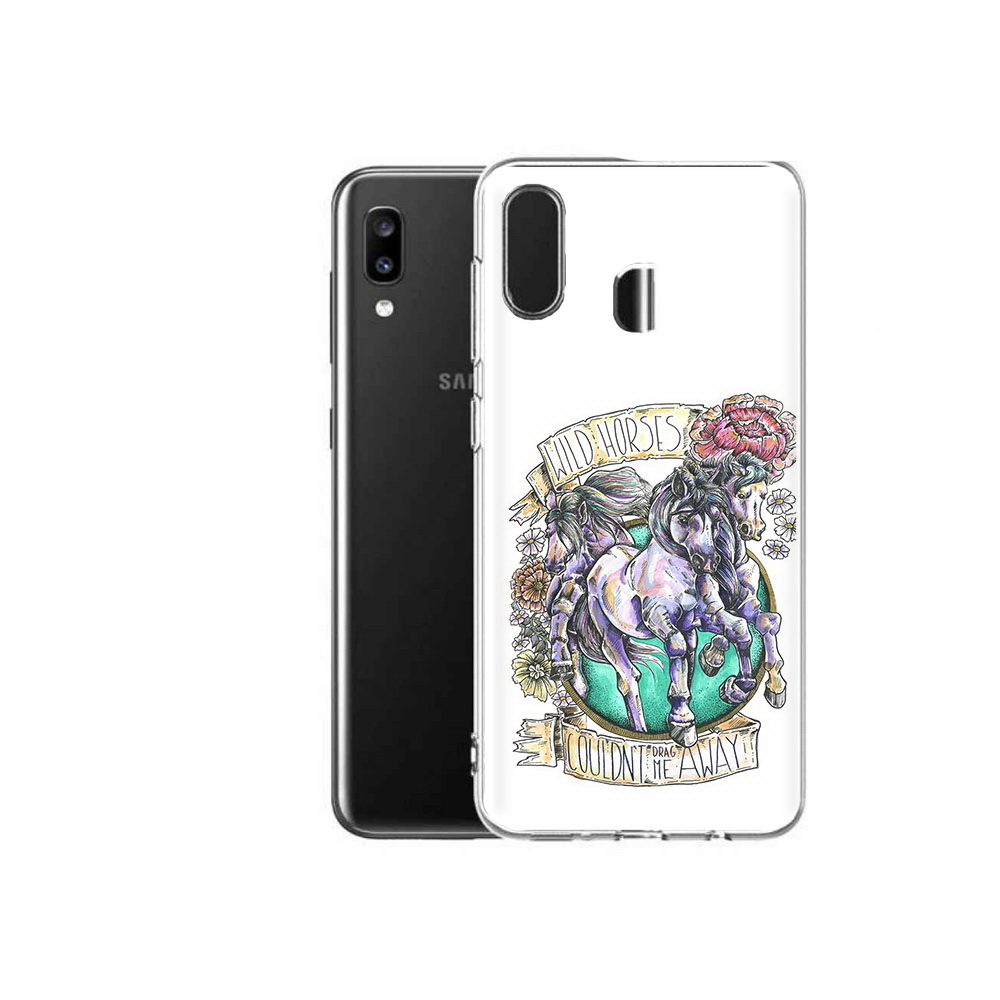 

Чехол MyPads Tocco для Samsung Galaxy A20 рисунок коней в цветах, Прозрачный, Tocco