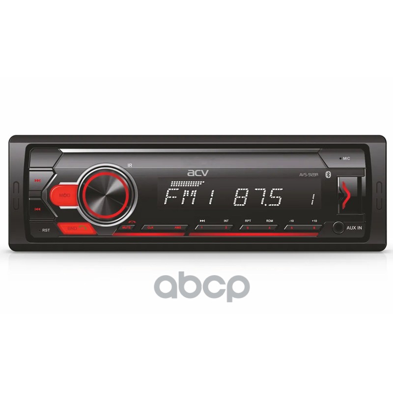 

Автомагнитола Acv Fm/Mp3/Usb/Sd красная подсветка, несъемная панель Avs-912br