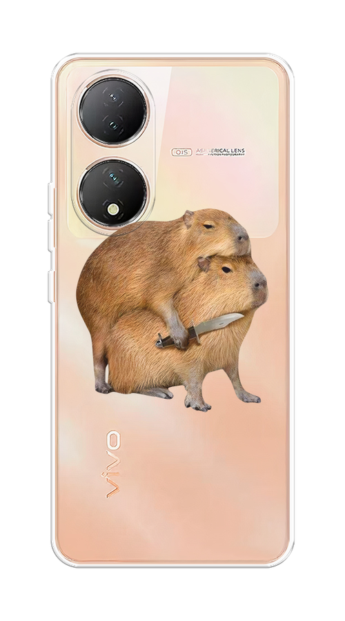 

Чехол на Vivo Y100 "Капибара с ножом", Бежевый, 268250-1