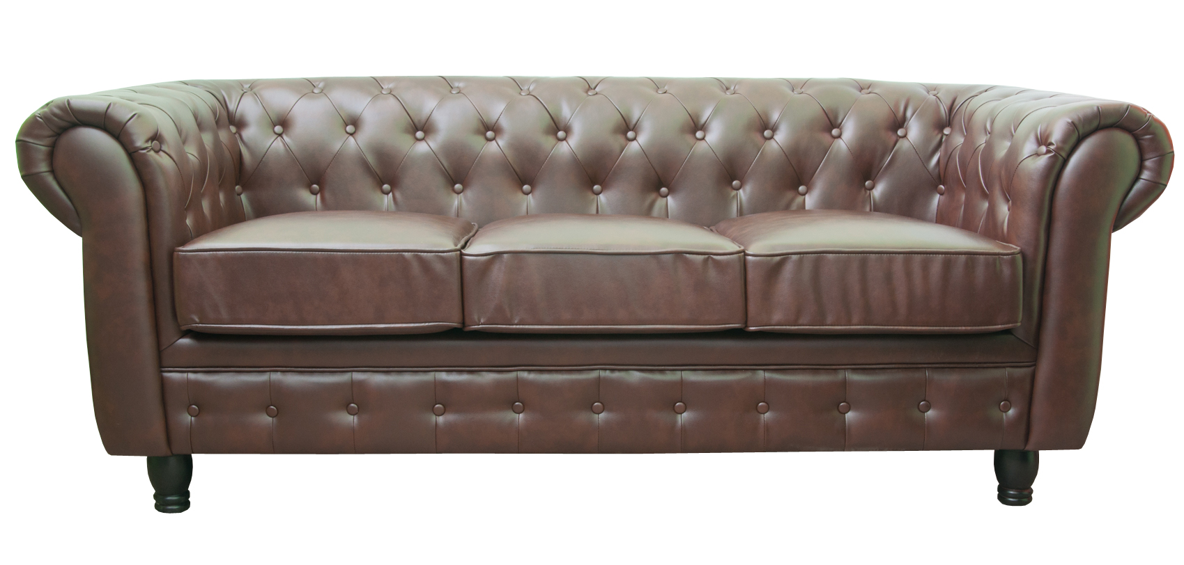 фото Диван из кожи mak-interior chesterfield brown 3s коричневый