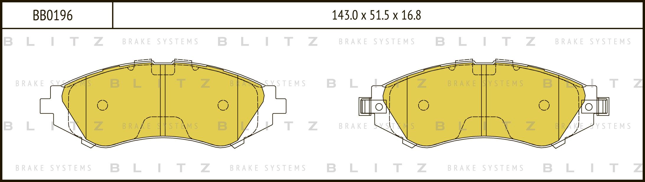 Тормозные колодки BLITZ дисковые для Daewoo Lacetti, Nubira 2004- BB0196 100057020001