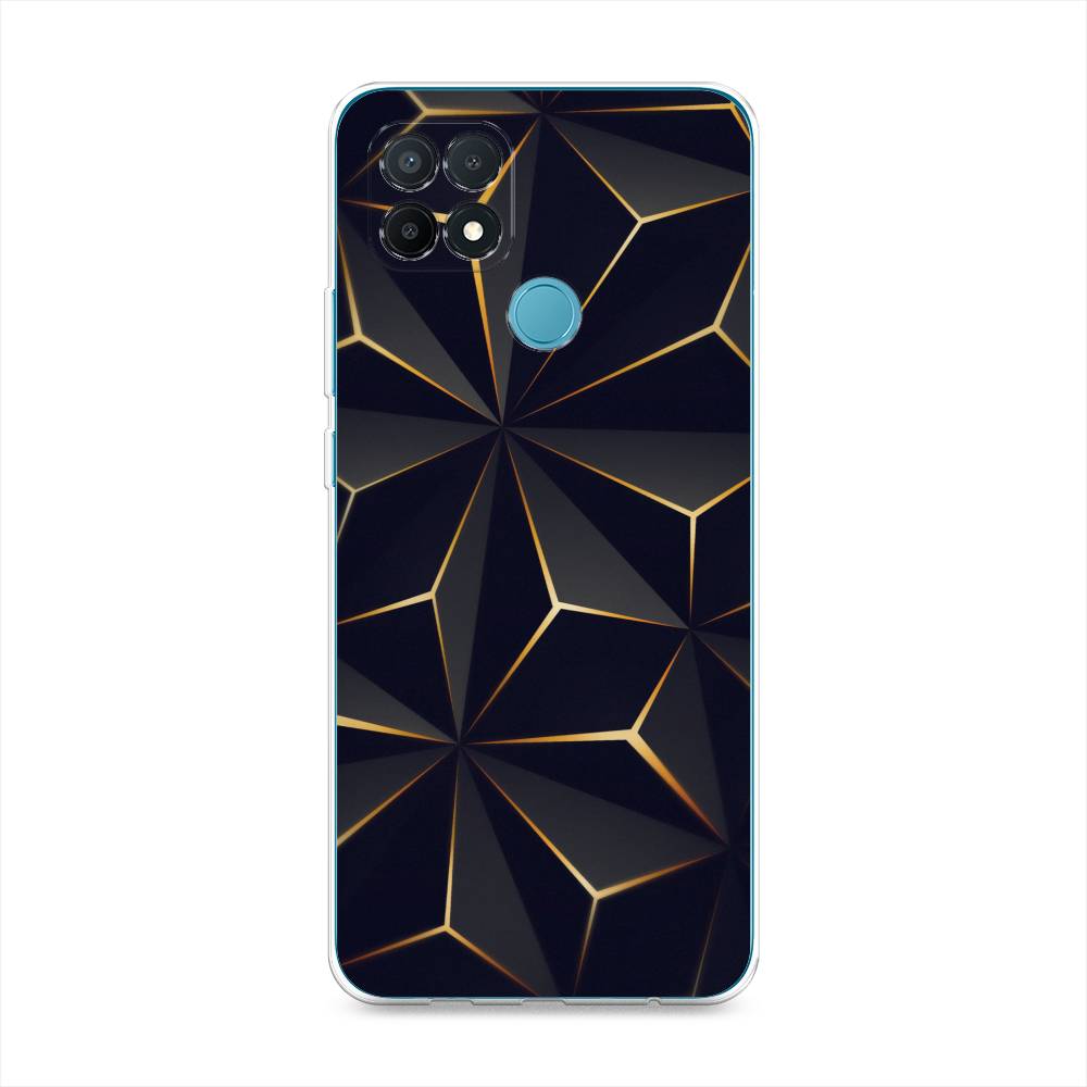 

Чехол для Oppo A15/A15s "Черные полигоны", Золотистый;черный, 254750-3
