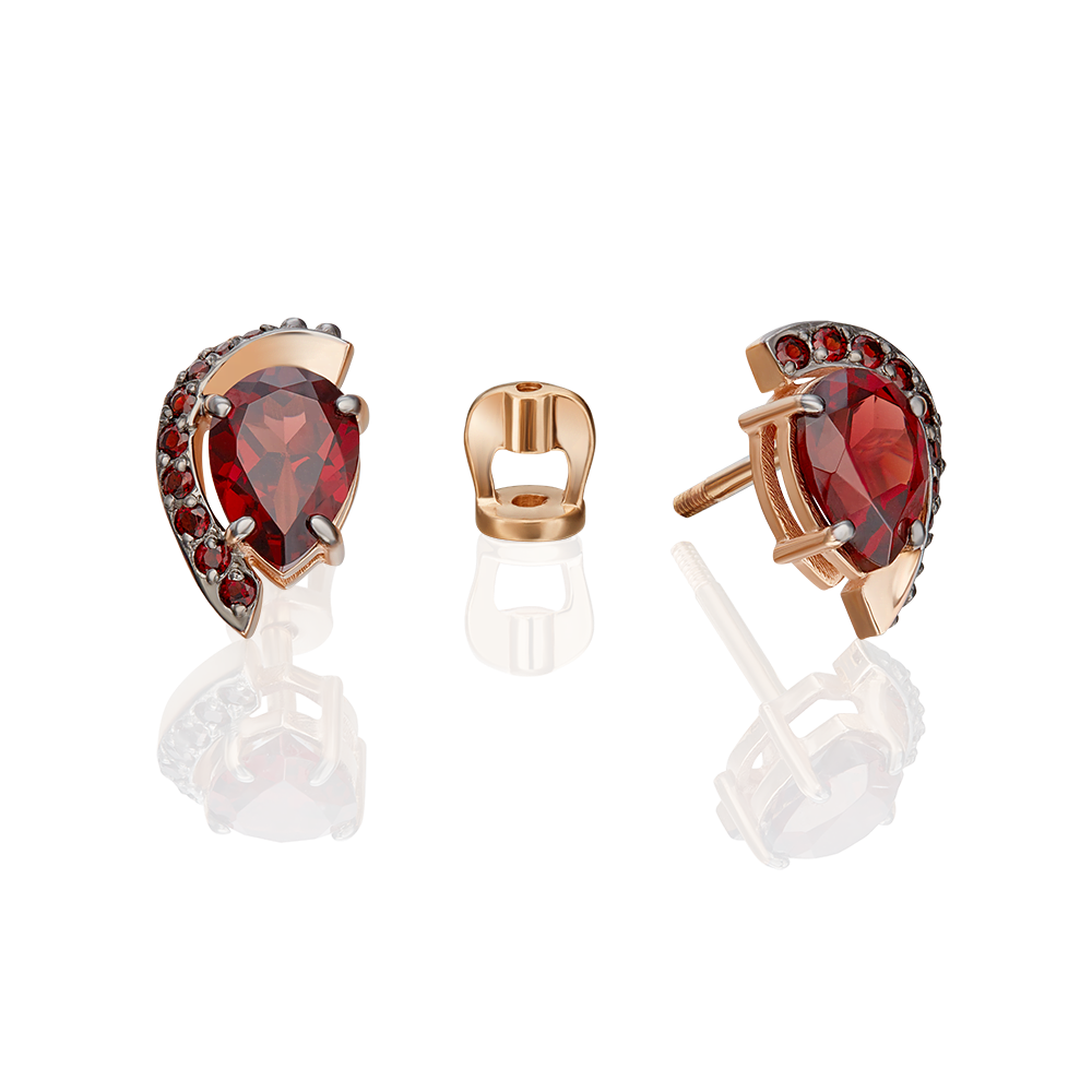 

Серьги пусеты из красного золота PLATINA jewelry 02-5180-00, гранат, 02-5180-00