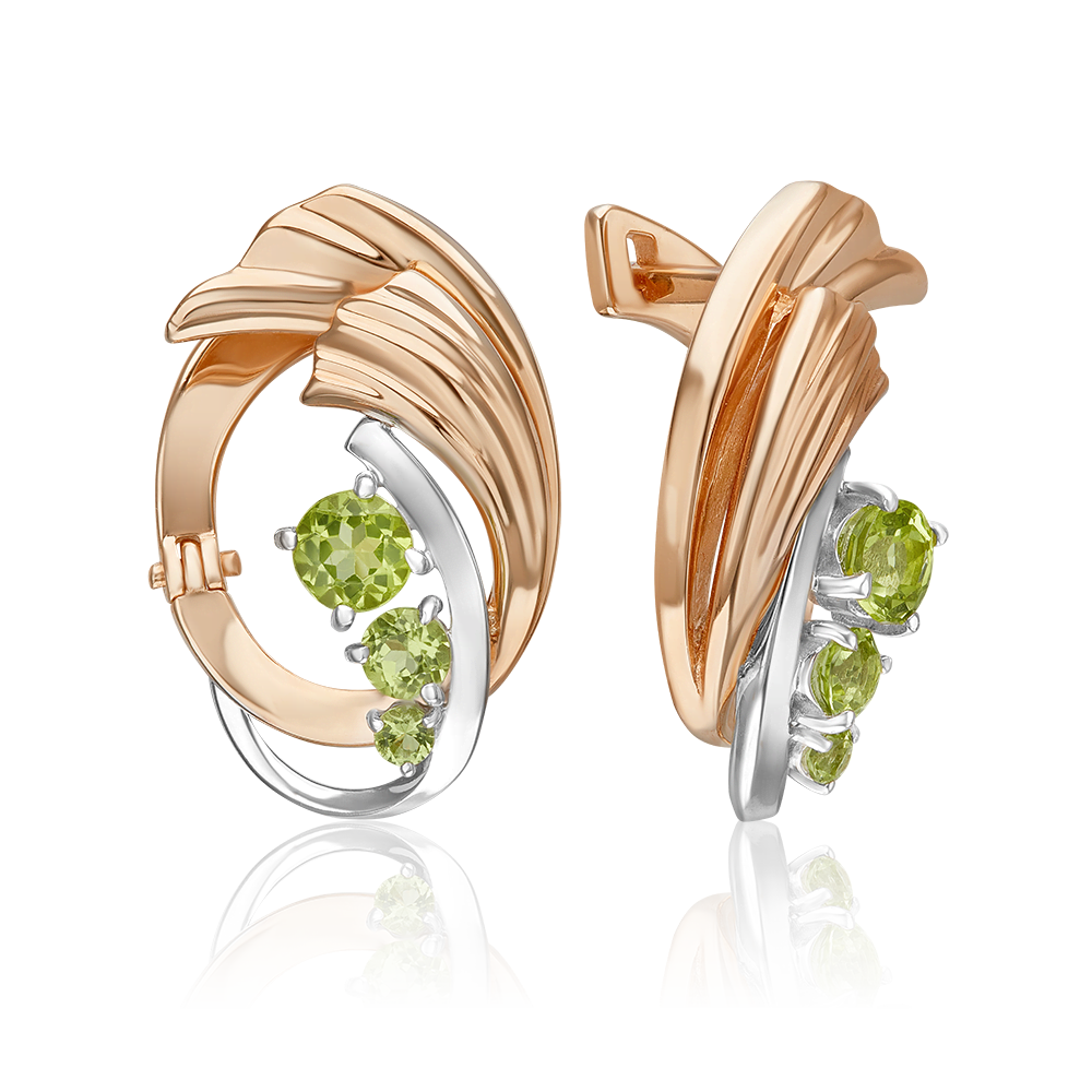 

Серьги из комбинированного золоа PLATINA jewelry 02-5179-00, хризолит, 02-5179-00