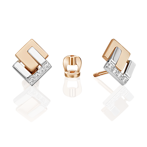 

Серьги пусеты из комбинированного золоа PLATINA jewelry 02-5134-00, фианит, 02-5134-00