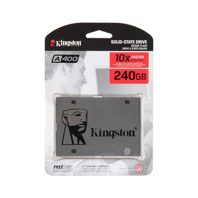 

Твердотельный накопитель SSD 240Gb, SATA III, 2.5", Kingston A400 SA400S37/240G, A400