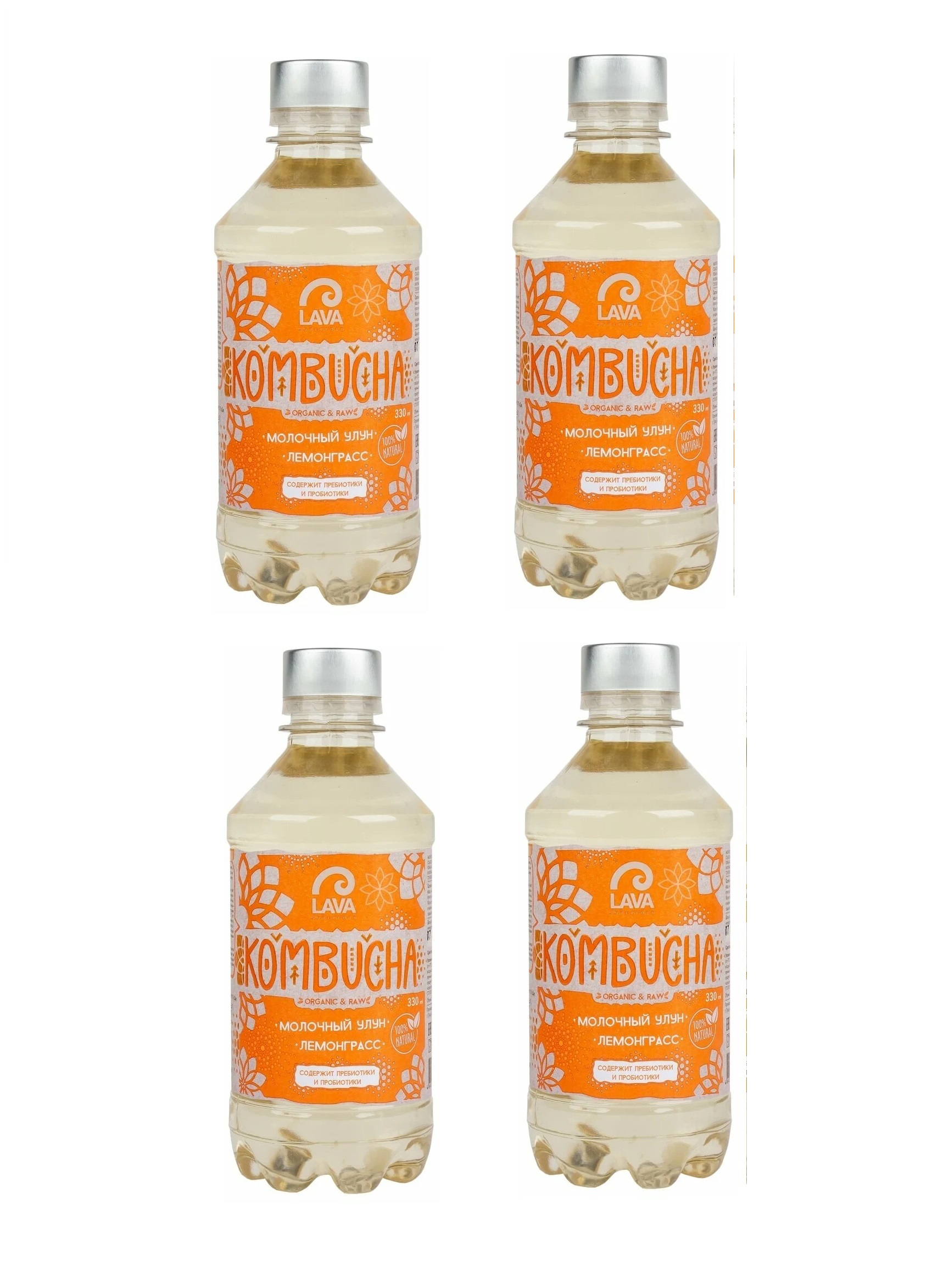 

Комбуча LAVA SUPERFOOD Молочный улун, чай Лемонграсс, 4 шт по 330 мл