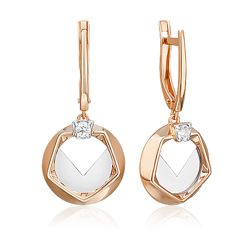 

Серьги подвески из комбинированного золоа PLATINA jewelry 02-5043-00, топаз, 02-5043-00