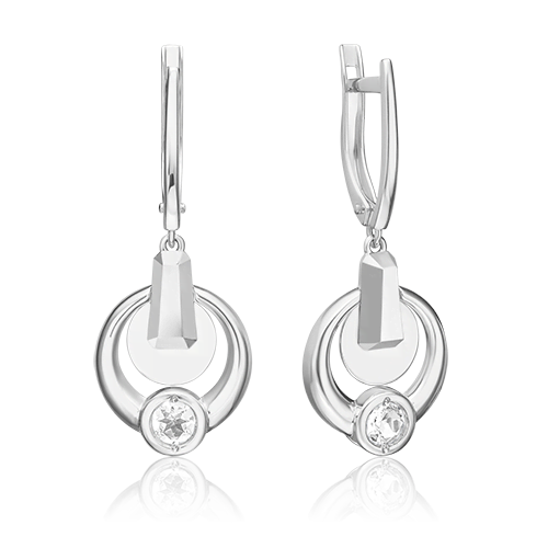 

Серьги подвески из белого золота PLATINA jewelry 02-5039-00, топаз, 02-5039-00