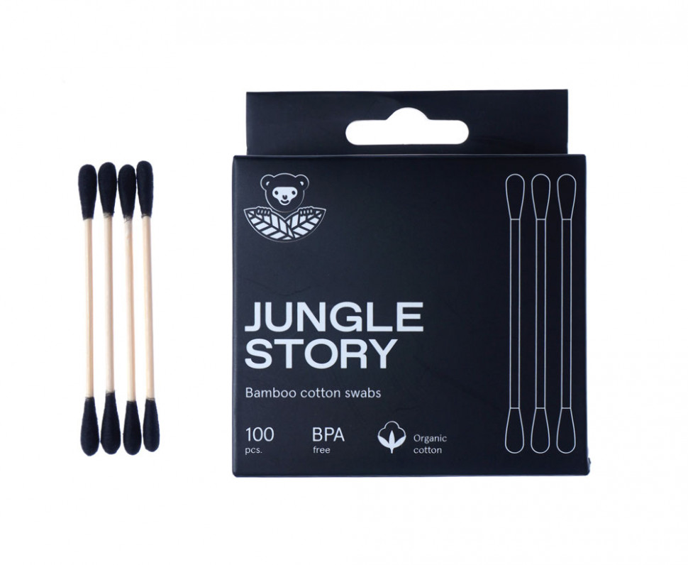 фото Бамбуковые ватные палочки с органическим хлопком black jungle story