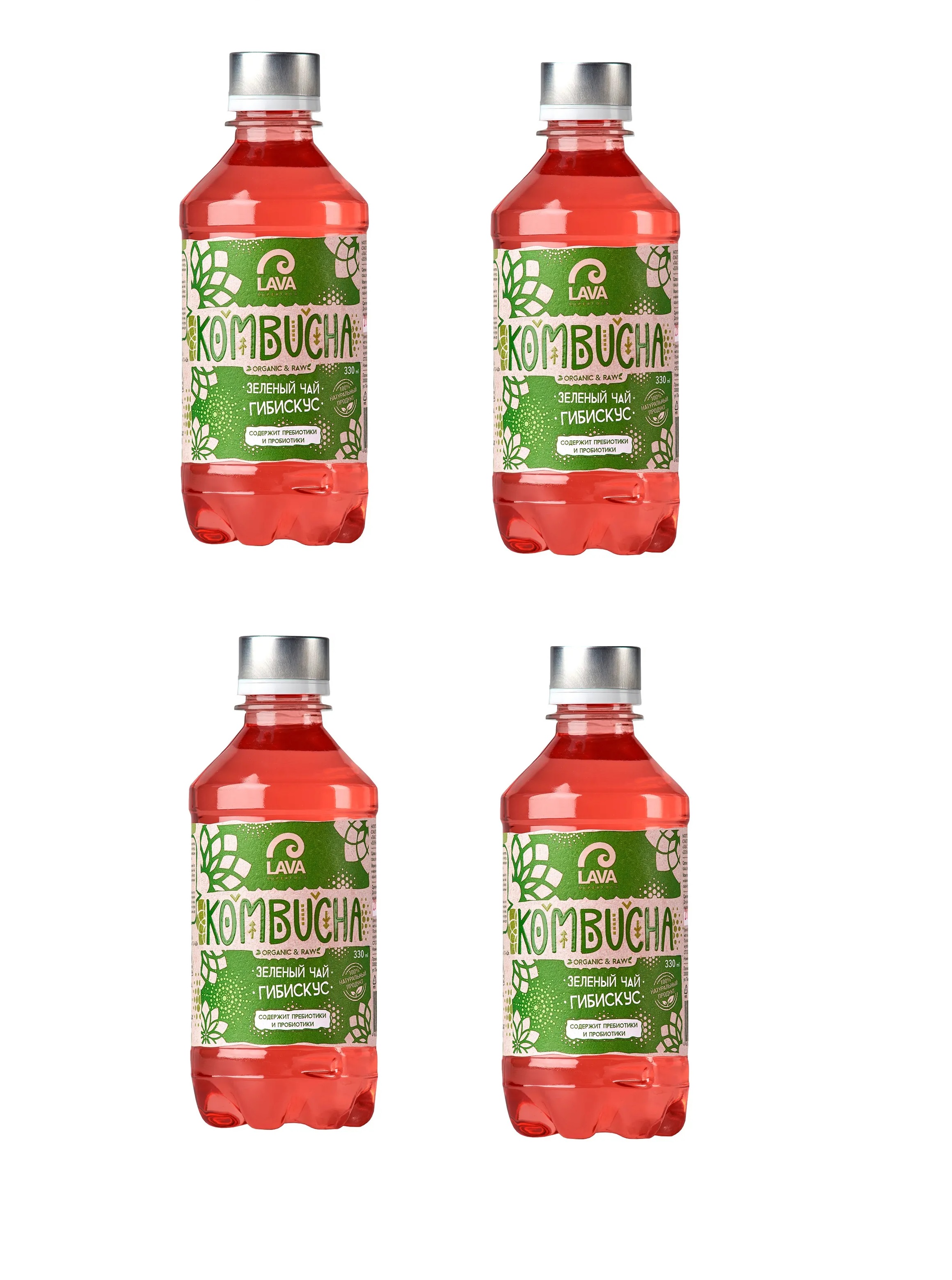 

Комбуча LAVA SUPERFOOD Зеленый чай, Гибискус, 4 шт по 330 мл