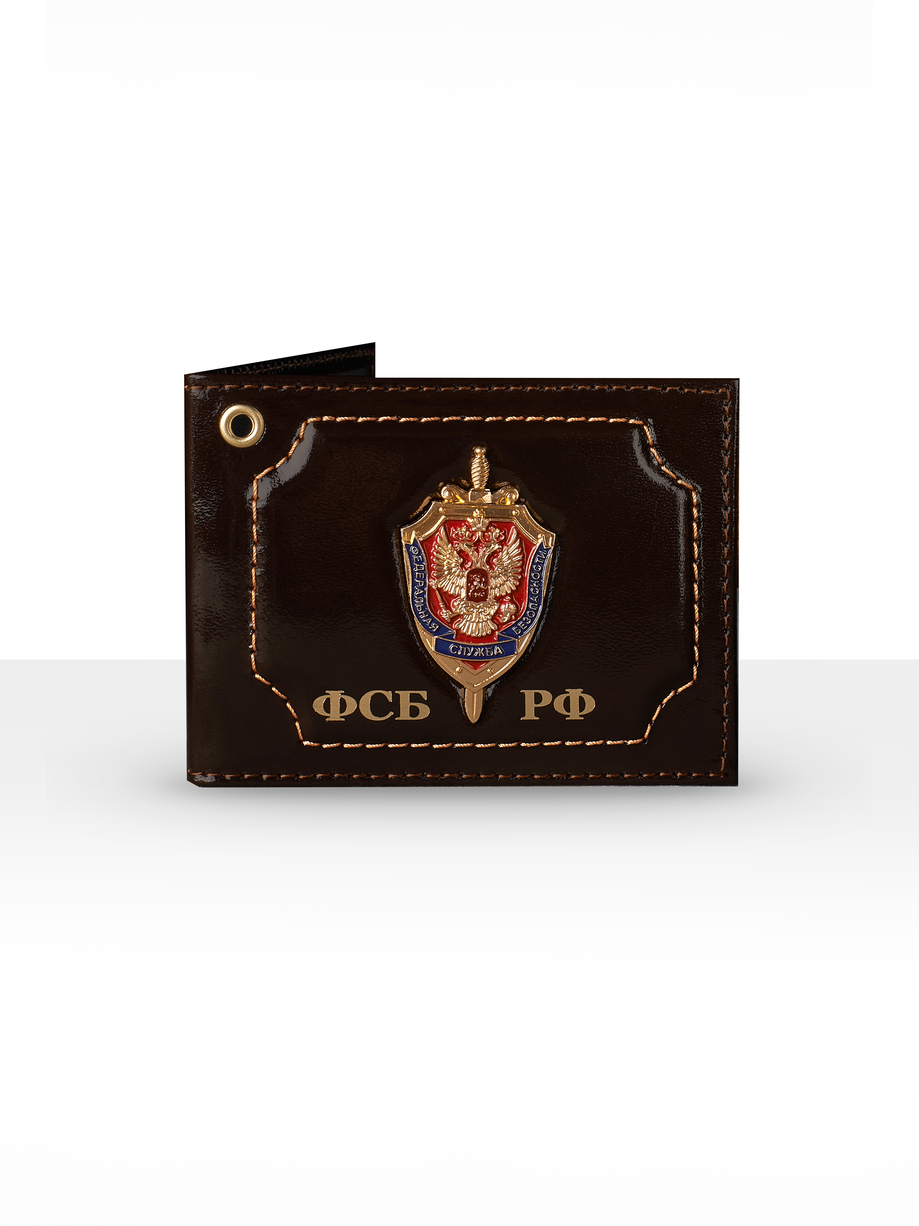 

Кожаная обложка для удостоверения унисекс Bertano ФСБ коричневая, ФСБ