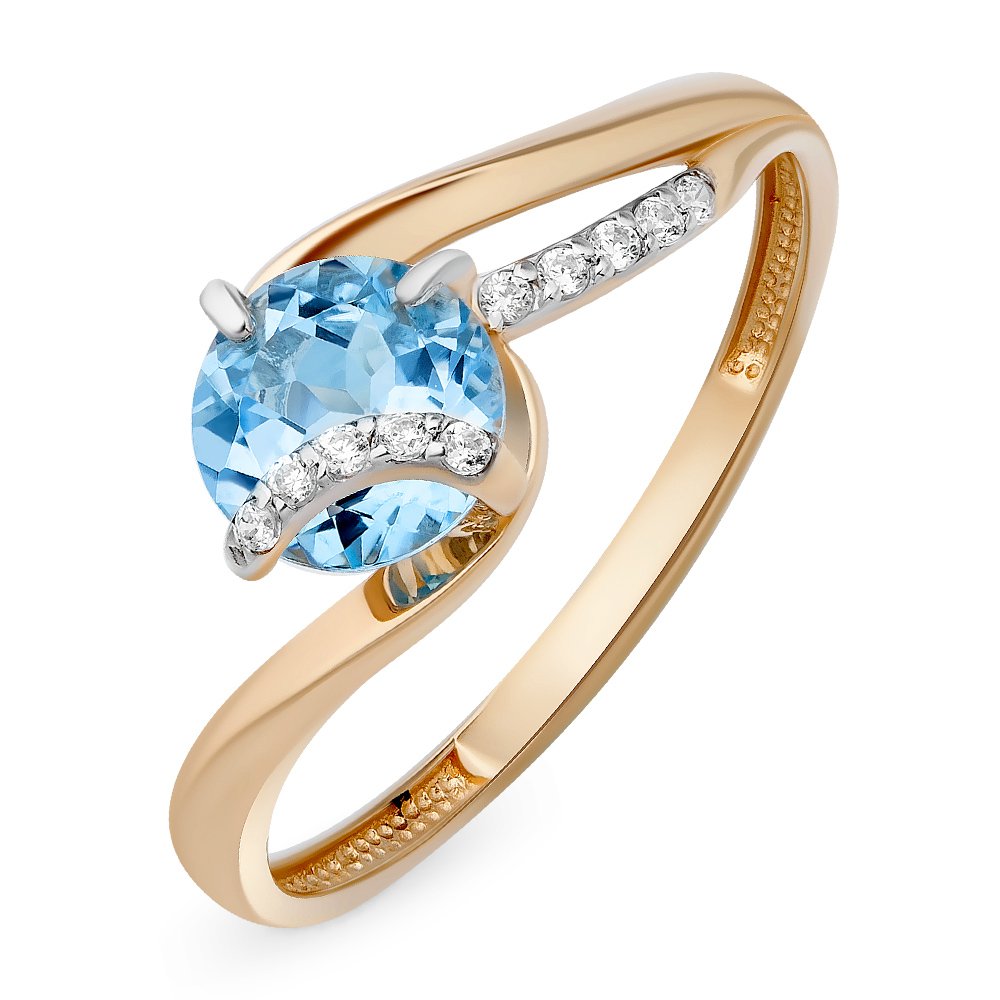 

Кольцо женское из красного золота с топазом, фианитом 585Gold 201011675, р, 201011675