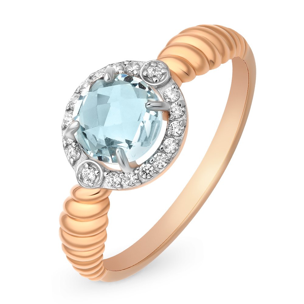 

Кольцо женское из красного золота с топазом, фианитом 585Gold 201011706, р, 201011706
