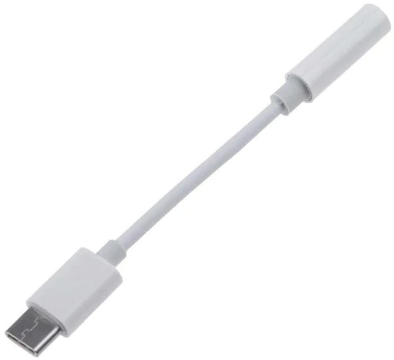 

Переходник GSMIN Type-C - Mini Jack 3.5мм 10см White