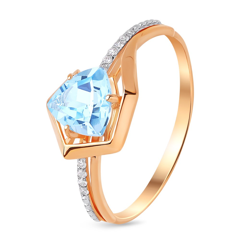 

Кольцо женское из красного золота с топазом, фианитом 585Gold 201011439, р, 201011439