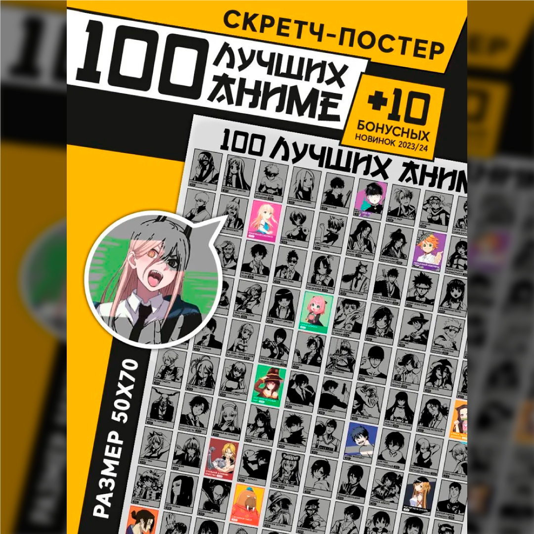 Скретч постер 100 лучших аниме Gift Development 157811