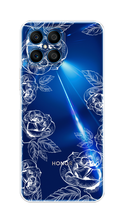 

Чехол на Honor X8 "Розы графика", Черный;серый, 6107650-2