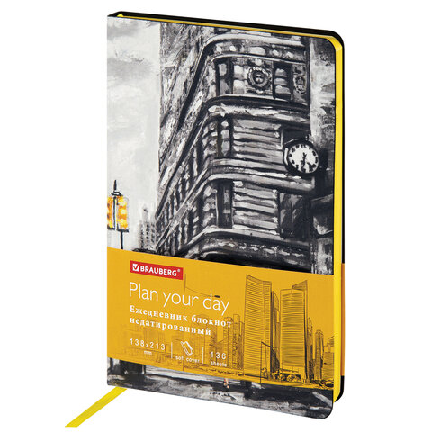 

Ежедневник недатированный Brauberg Old New York, под кожу, гибкий, 136 листов