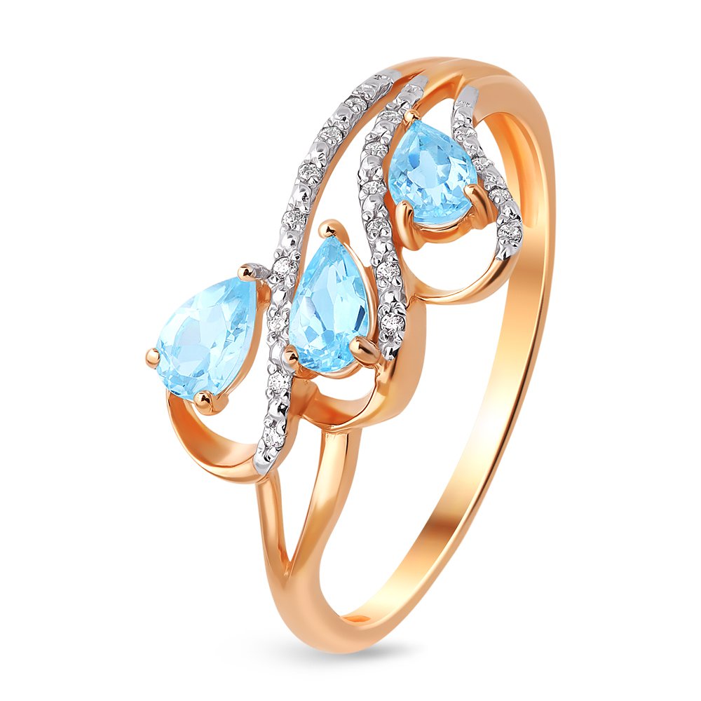 

Кольцо женское из красного золота с топазом, фианитом 585Gold 201011447, р. 19, 201011447