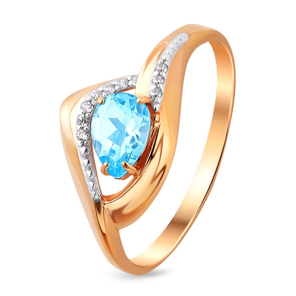 

Кольцо женское из красного золота с топазом, фианитом 585Gold 201011440, р. 19, 201011440
