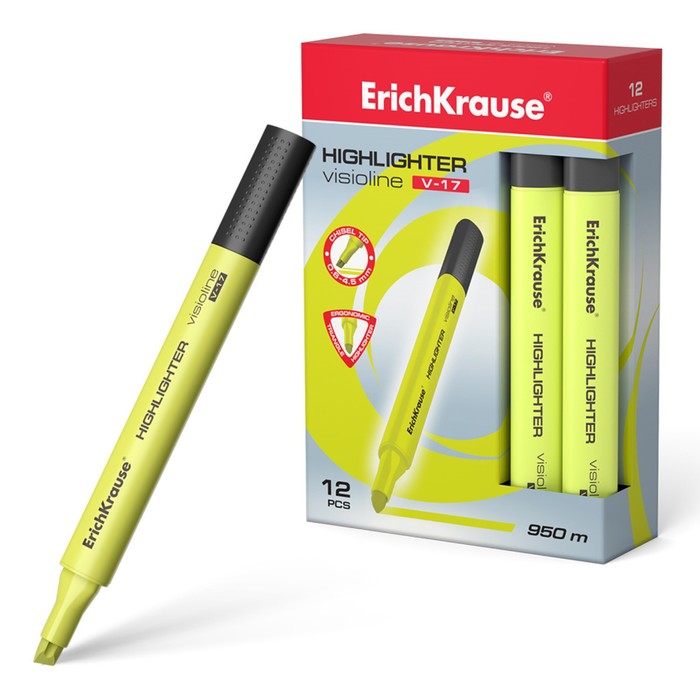 

Маркер текстовыделитель ErichKrause Visioline V-17, 0.6-4.5 мм, чернила на водной основе,