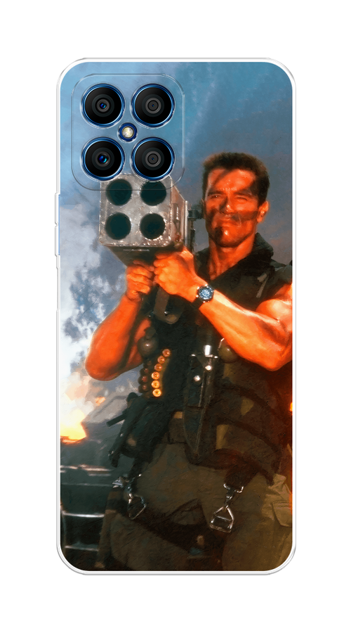 

Чехол на Honor X8 "Арнольд Шварцнеггер с базукой", Голубой;коричневый, 6107650-6