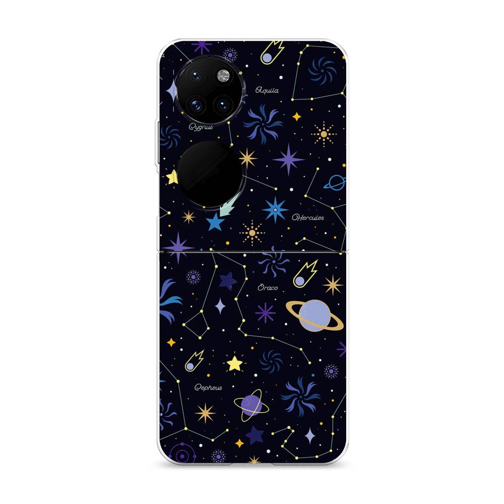 

Чехол на Huawei P50 Pocket "Цветной космос", Желтый, 6107450-2