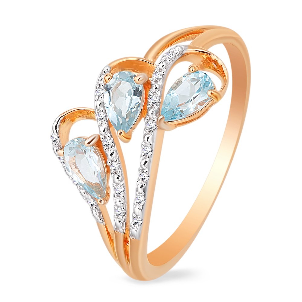 

Кольцо женское из красного золота с топазом, фианитом 585Gold 201011447, р. 18, 201011447