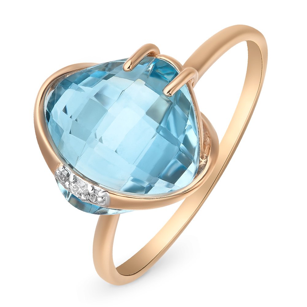 

Кольцо женское из красного золота с топазом, фианитом 585Gold 201011411, р, 201011411