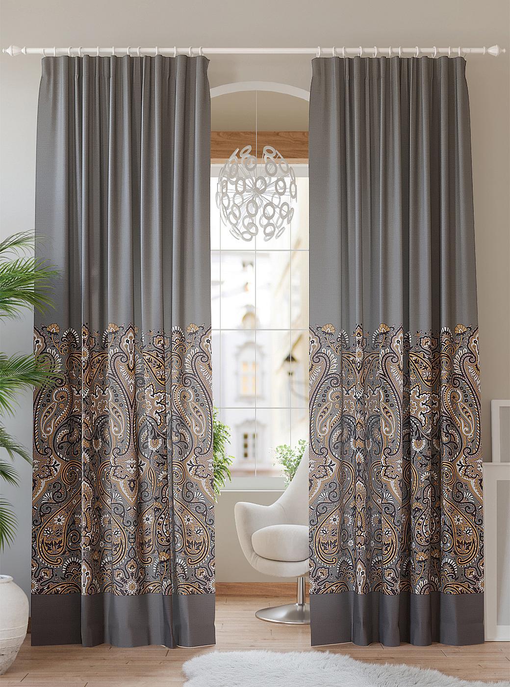 

Комплекты штор AT HOME Пабло высота 260 см, ширина 150 см, Серый/черный, 940614