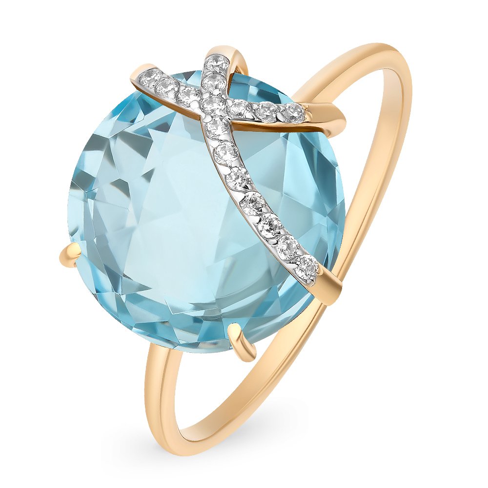 

Кольцо женское из красного золота с топазом, фианитом 585Gold 201011407, р, 201011407