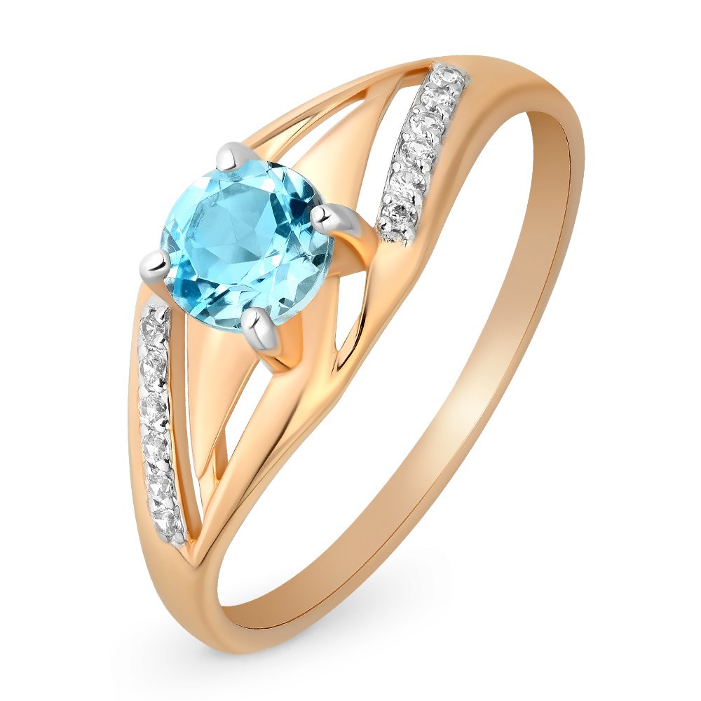 

Кольцо женское из красного золота с топазом, фианитом 585Gold 201011022, р, 201011022