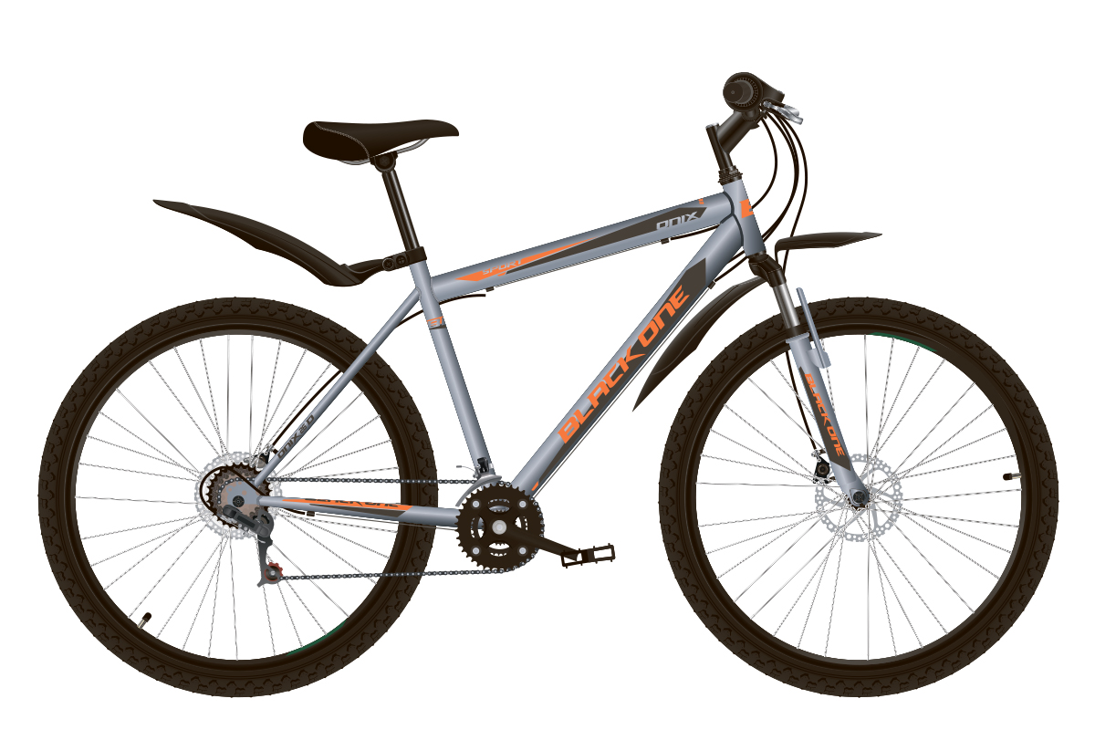 фото Велосипед black one onix 26 d (2020) серый/серый/оранжевый 20"