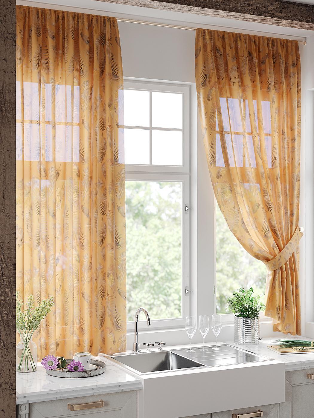 

Комплекты штор AT HOME Фенверст высота 180 см, ширина 150 см, Горчичный, 930726