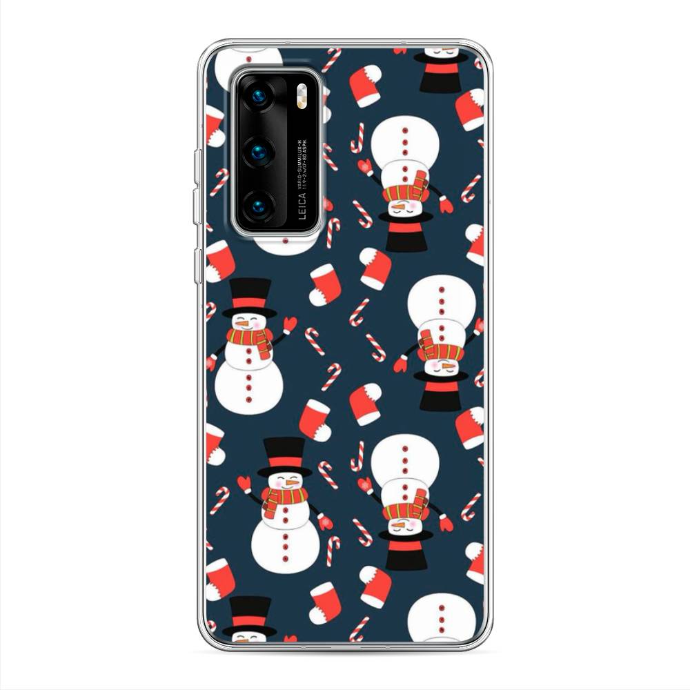 

Чехол на Huawei P40 "Синие снеговики", Синий;белый;красный, 610850-5