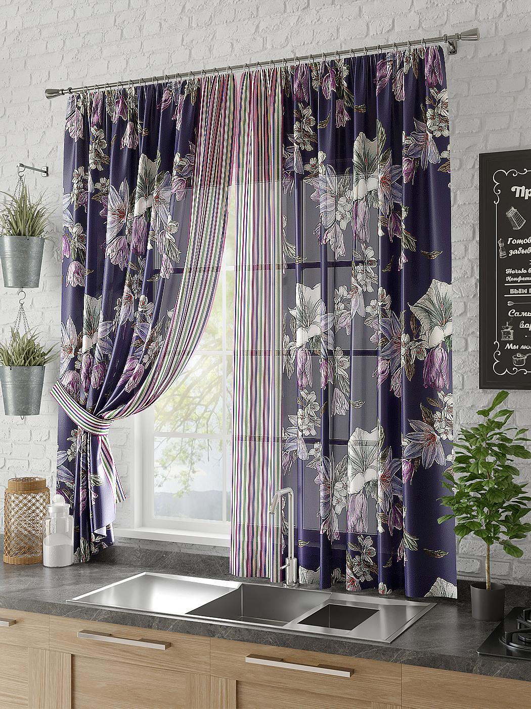 

Комплекты штор AT HOME Агис высота 180 см, ширина 150 см, Синий/Голубой, 930348