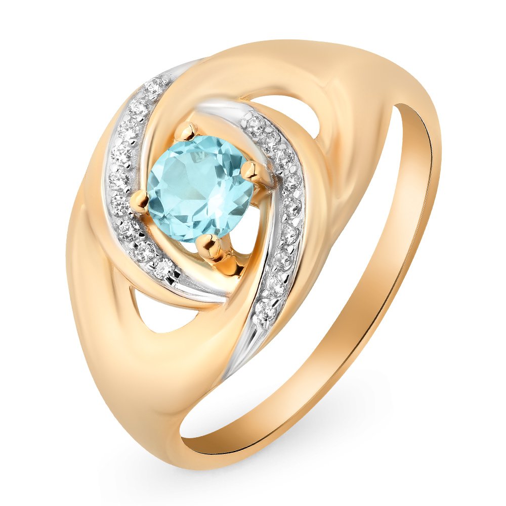 

Кольцо женское из красного золота с топазом, фианитом 585Gold 201010973, р, 201010973