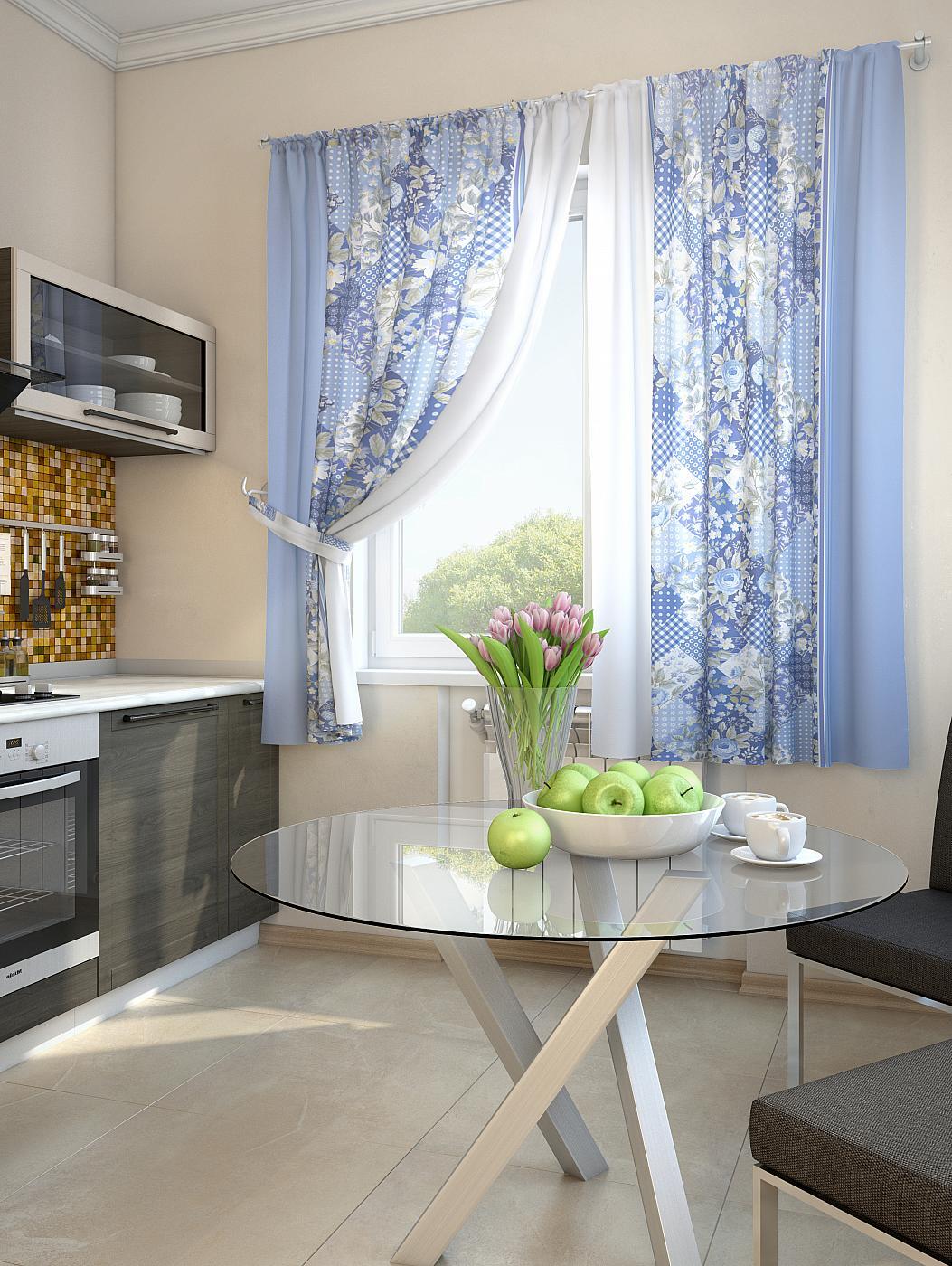 

Комплекты штор AT HOME Алиб (синий) высота 180 см, ширина 150 см, Белый, 920114
