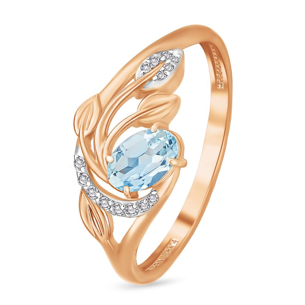 

Кольцо женское из красного золота с топазом, фианитом 585Gold 201010770, р, 201010770