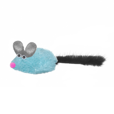 Игрушка для кошек Petshop мышь Майя, с хвостом из натуральной норки, голубая