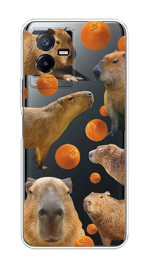 

Чехол на Vivo Y73t "Капибара и апельсины", Бежевый;оранжевый, 268050-1