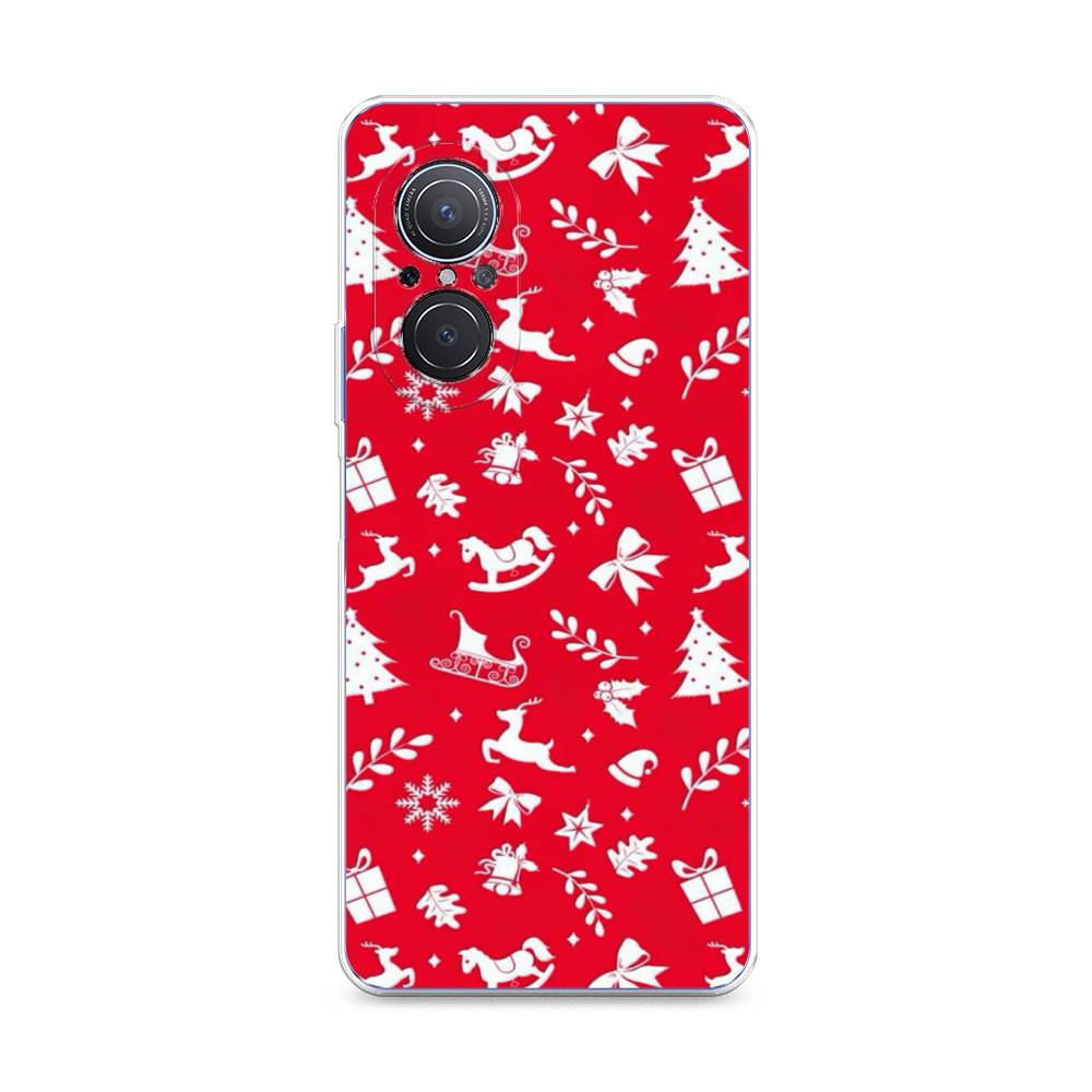 

Чехол на Huawei Nova 9 SE "Красный новогодний фон", Красный;белый, 6107250-5