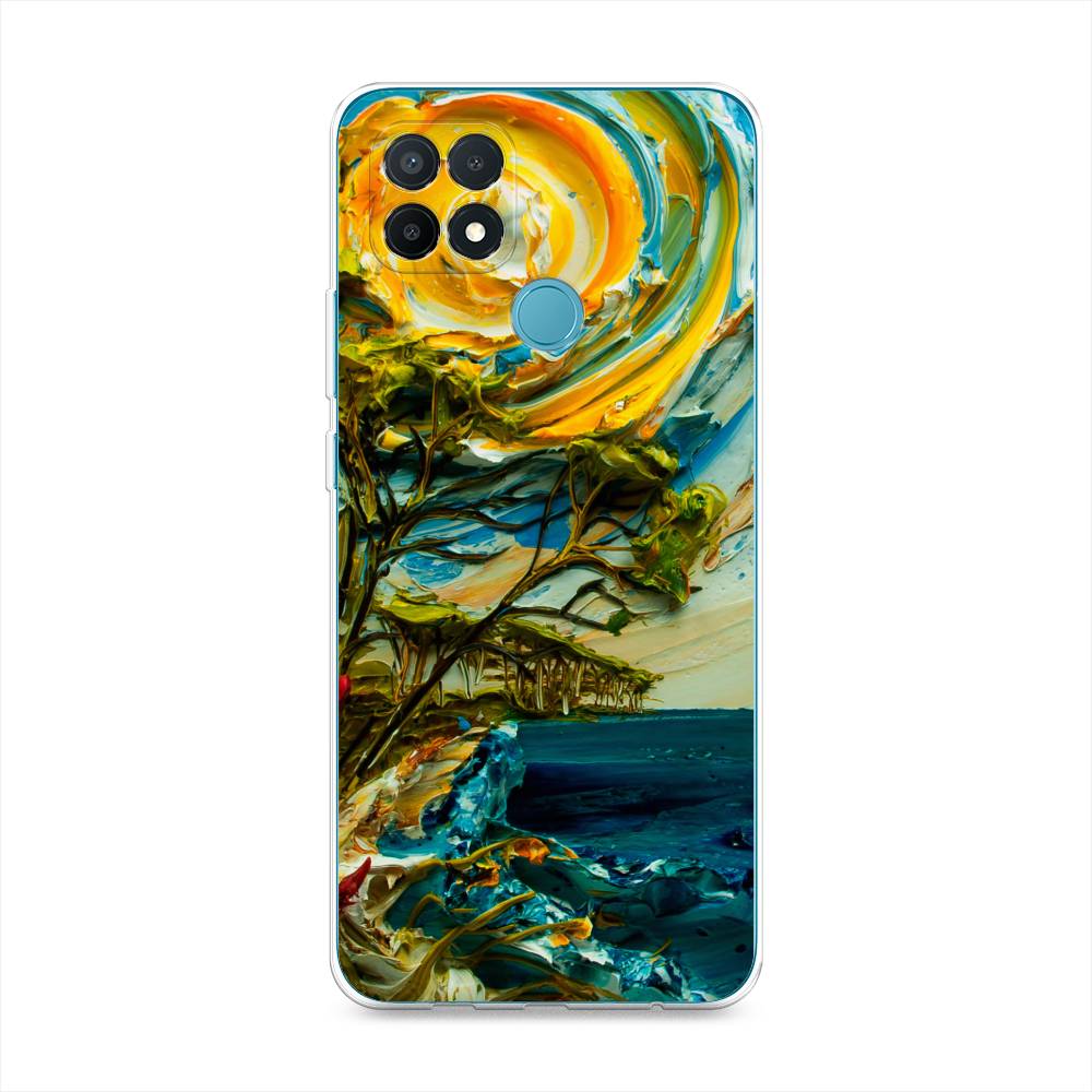 

Чехол на Oppo A15 "Солнце живопись", Желтый;синий, 254750-4