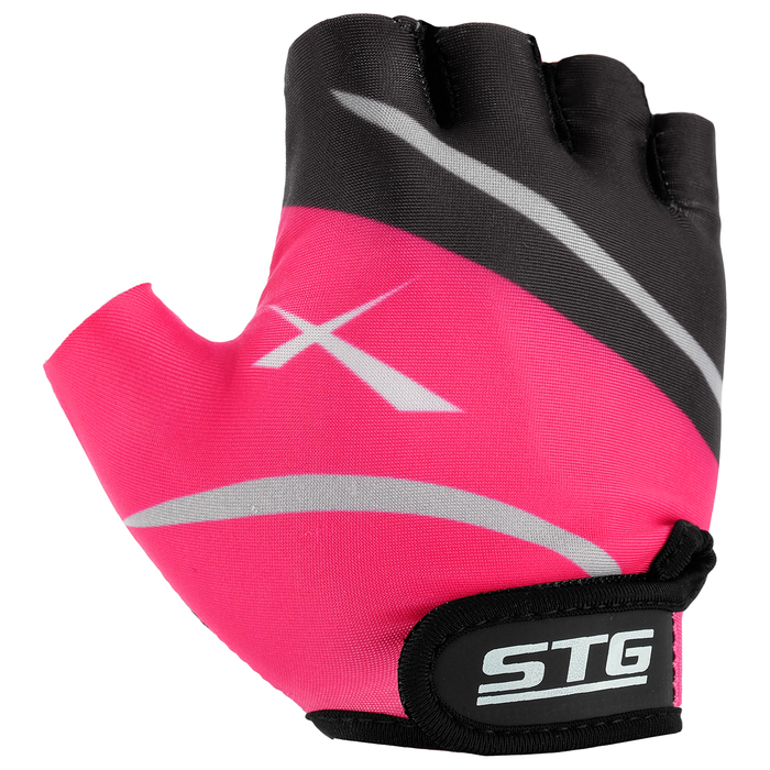 фото Stg перчатки велосипедные stg, размер s, черный/розовый
